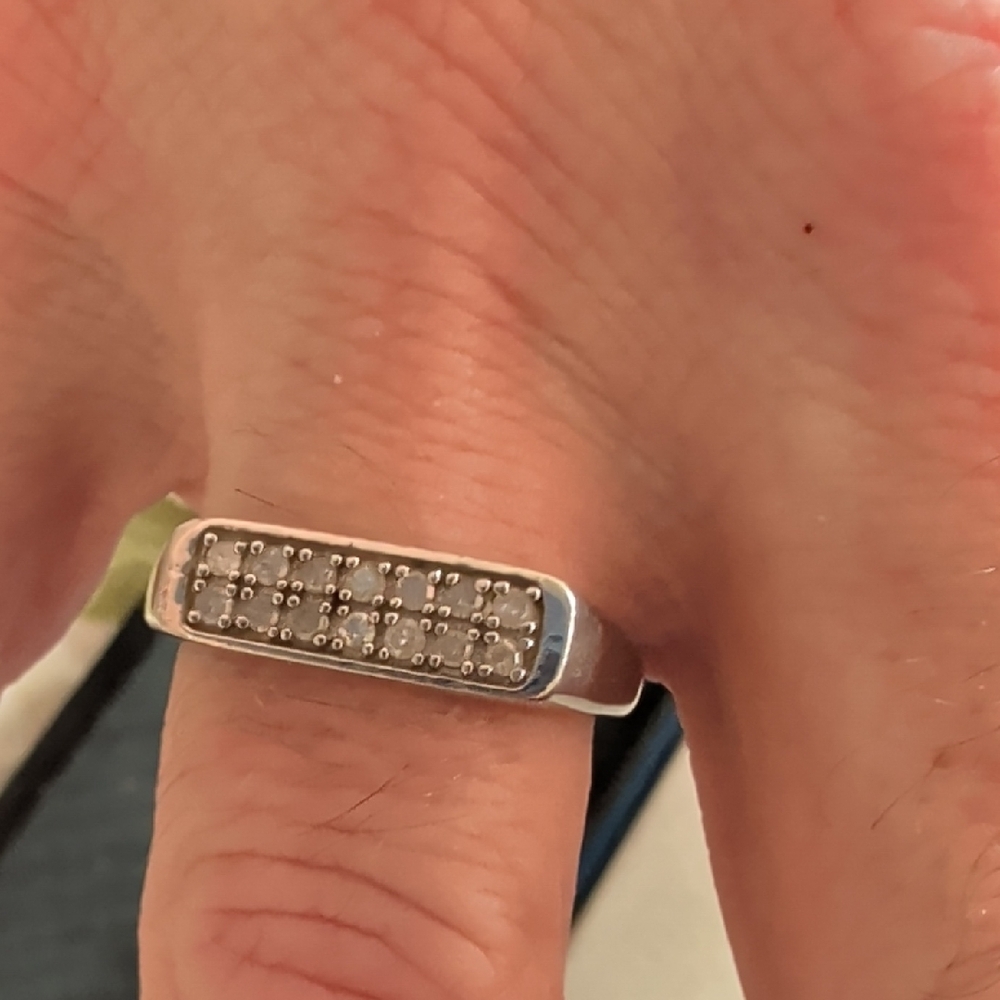 Men's Stainless Silver Rectangular Signet Ring Wi… - image 3